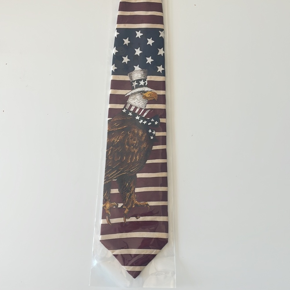 United States Theme Stars and Stripes All American Eagle Silk Necktie